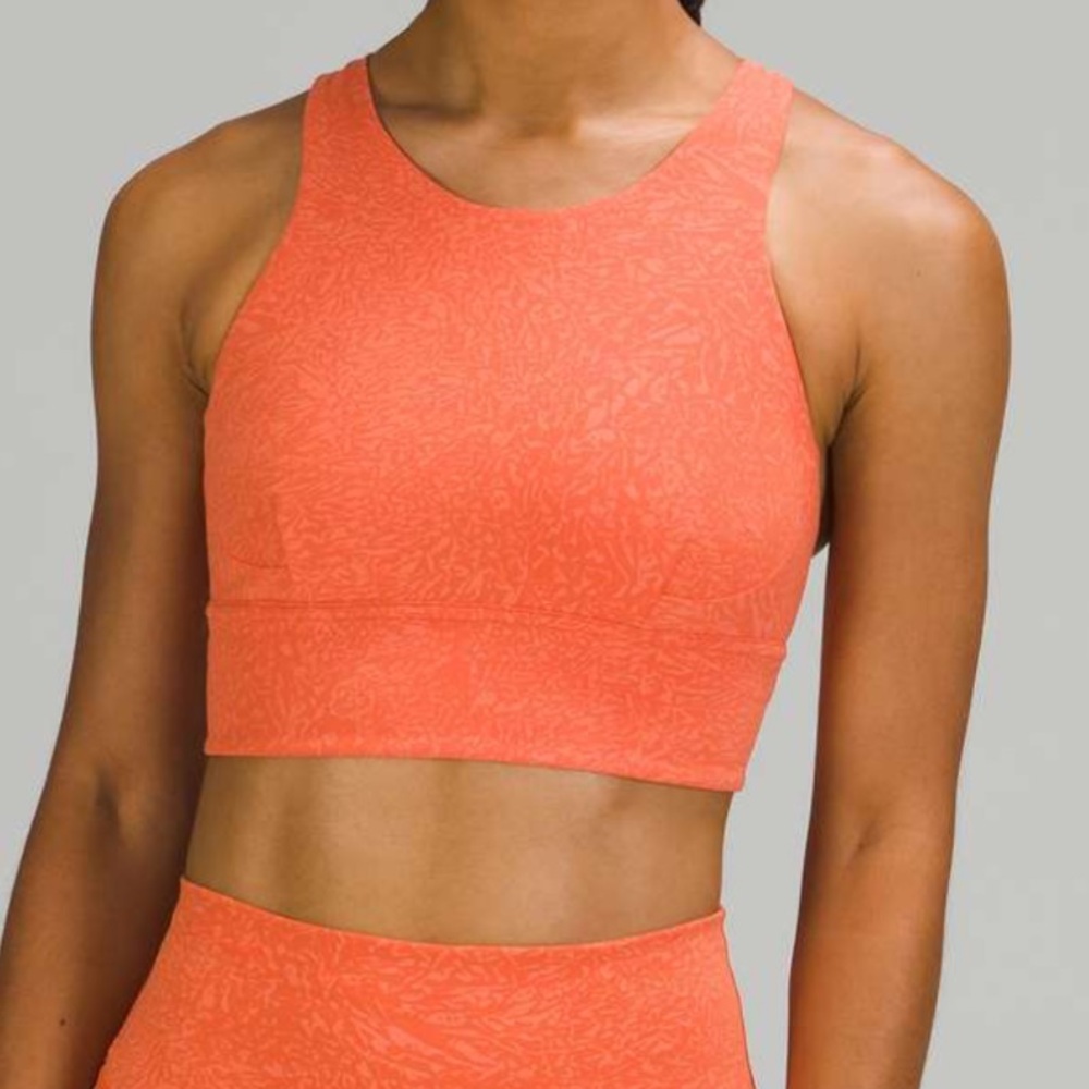 Lululemon 🍋 Wunder Train Long-Line Bra in Crunch Warm Coral Size 4
